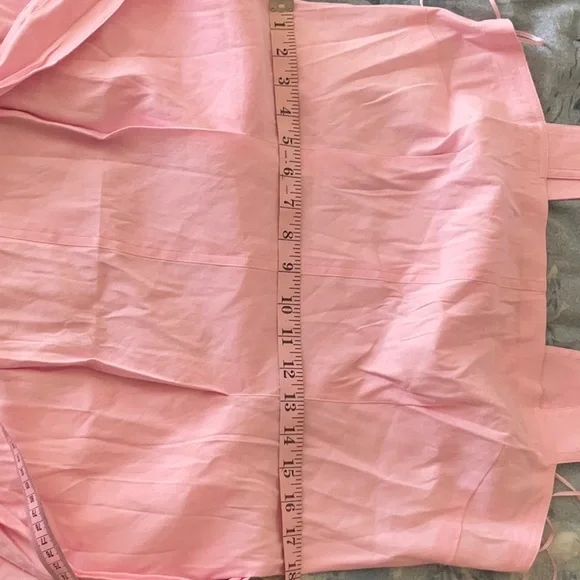 VINCE SQUARE NECK LINEN BLEND PINK MIDI DRESS size large brand new with tags - Picture 10 of 12